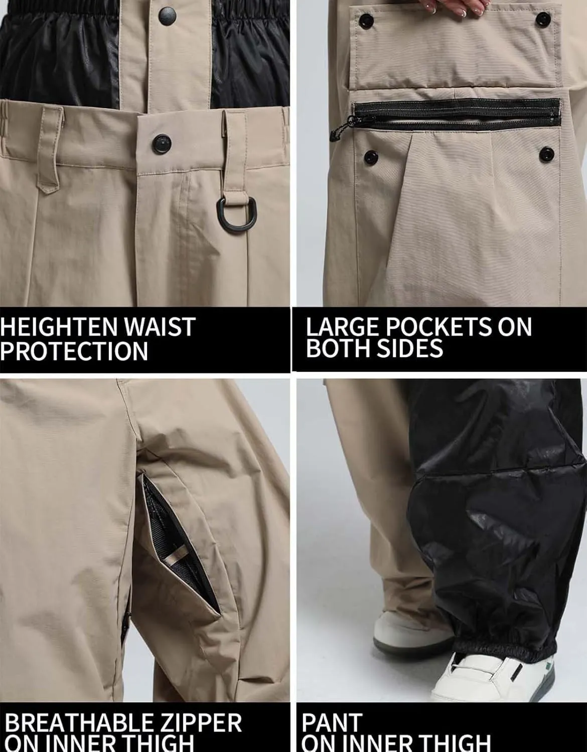 GSOU SNOW Women Men Ski Pants Snowboard Pants Super Baggy Snowboarding Loose Snow Sport Insulation Waterproof Windproof