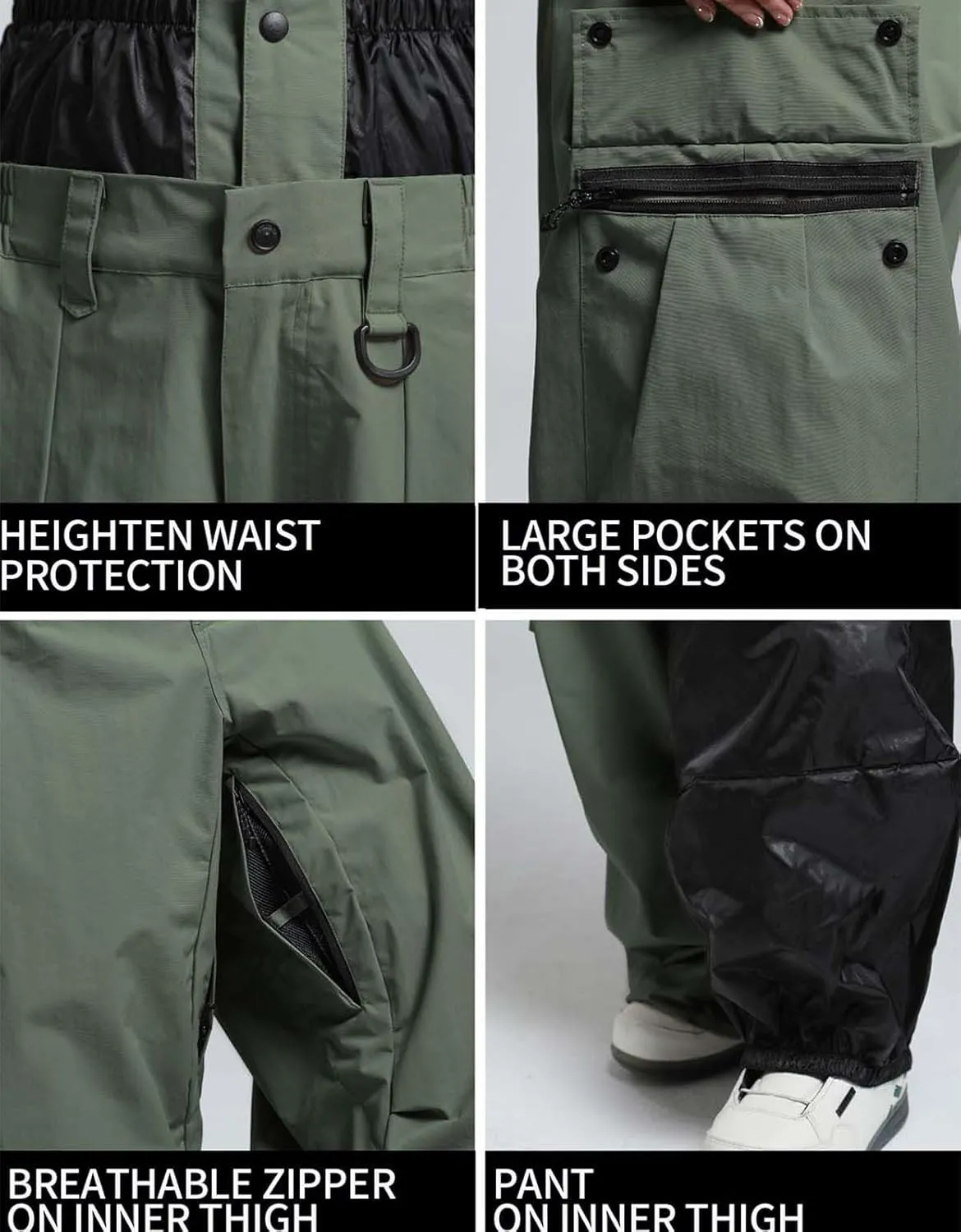 GSOU SNOW Women Men Ski Pants Snowboard Pants Super Baggy Snowboarding Loose Snow Sport Insulation Waterproof Windproof