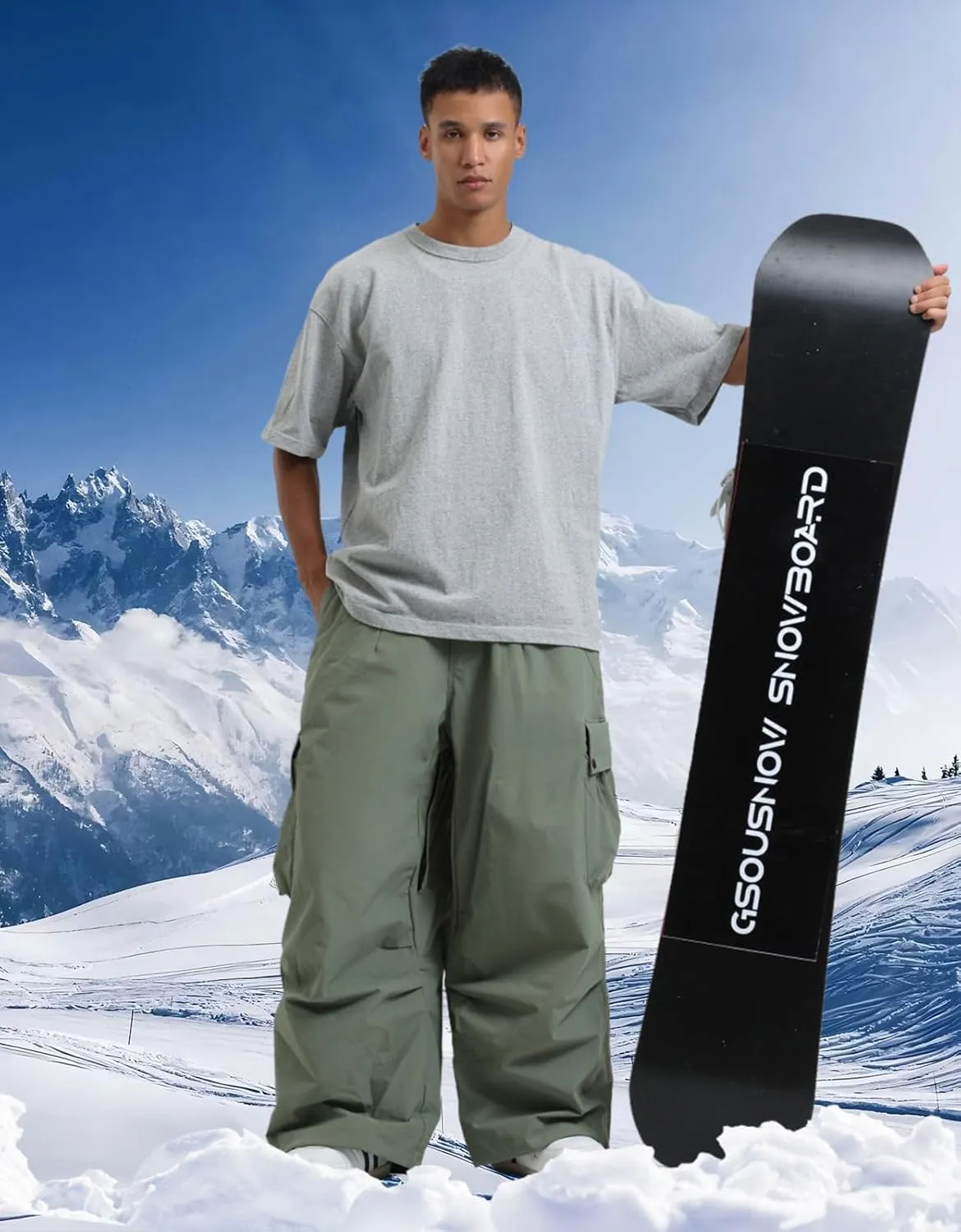 GSOU SNOW Women Men Ski Pants Snowboard Pants Super Baggy Snowboarding Loose Snow Sport Insulation Waterproof Windproof