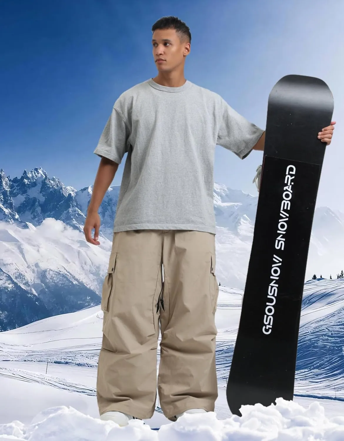 GSOU SNOW Women Men Ski Pants Snowboard Pants Super Baggy Snowboarding Loose Snow Sport Insulation Waterproof Windproof