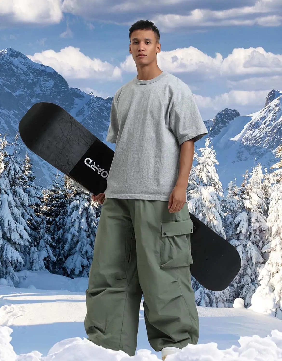 GSOU SNOW Women Men Ski Pants Snowboard Pants Super Baggy Snowboarding Loose Snow Sport Insulation Waterproof Windproof