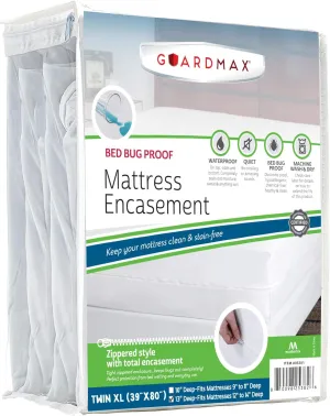 Guardmax Jersey Knitted Twin XL Zippered Mattress Encasement with Deep Pockets - Waterproof & Bed Bug Proof Mattress Protector - Comfortable, Soft, and Noiseless Zippered Bedding - (39 x 80 x 13)