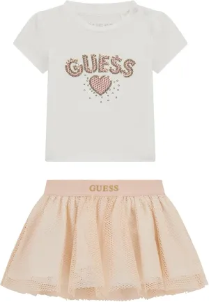 GUESS baby-girls Short Sleeve T-shirt and Skirt