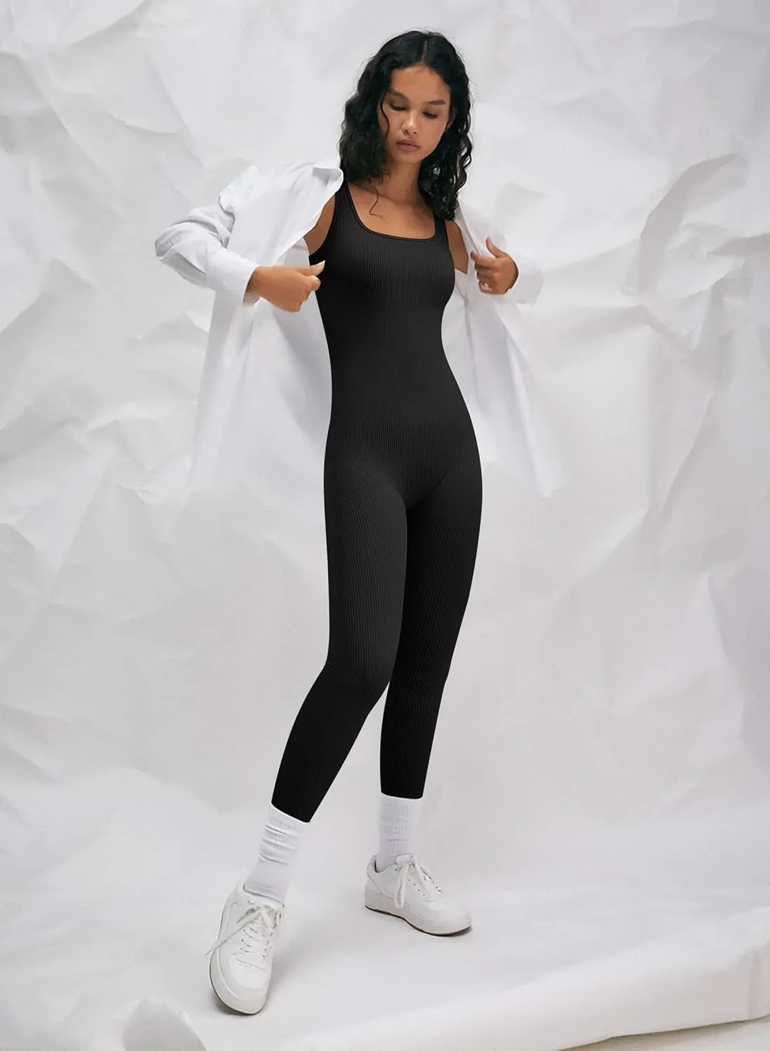 GXIN Women's Yoga Ribbed Tank Top Jumpsuit Gym Sleeveless One Piece Fashion Jumpsuits