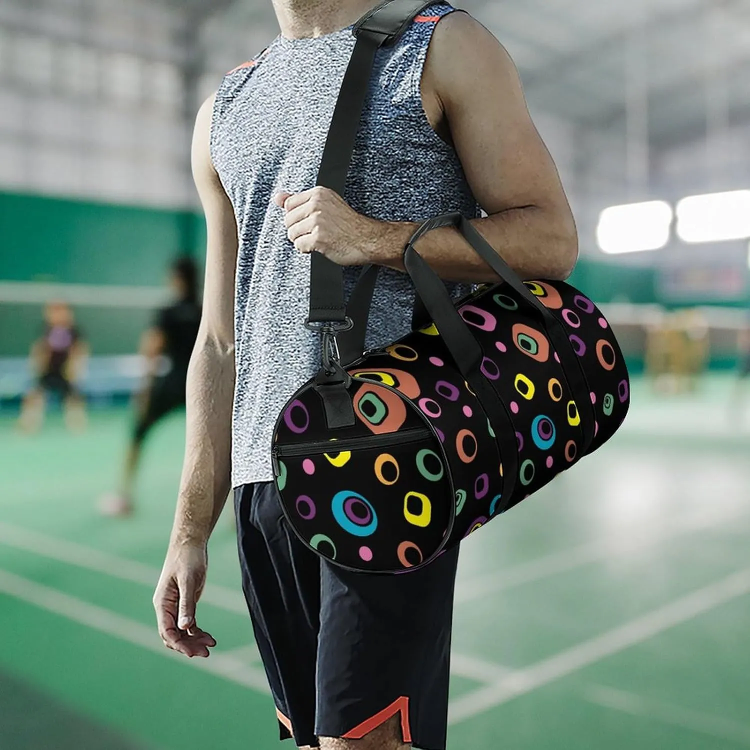Gym Bag for Men Women Lightweight Sports Duffle Bag with Multiple Compartments Cylindrical Gym Bag for Fitness Travel And Outdoor Activities Ater Resistant Yoga Bag Training Bag Abstract