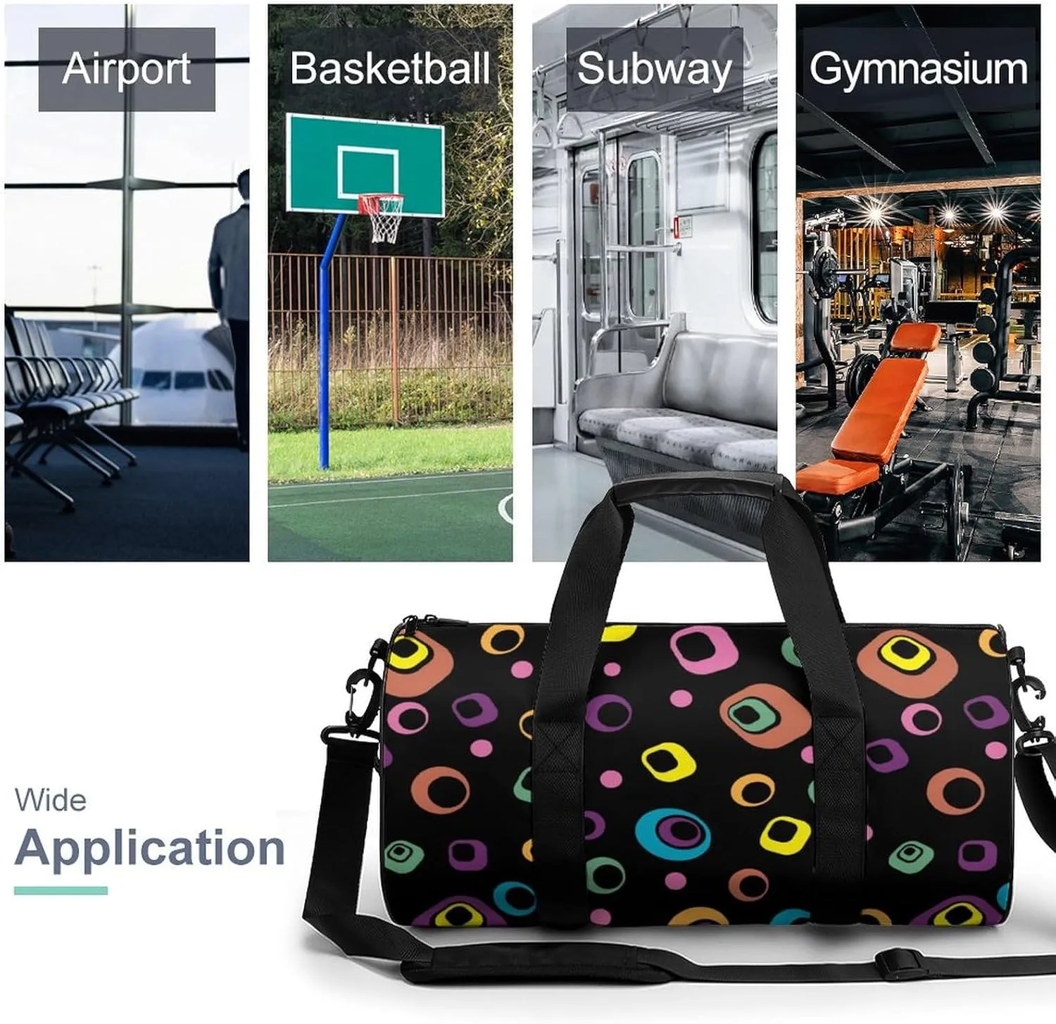 Gym Bag for Men Women Lightweight Sports Duffle Bag with Multiple Compartments Cylindrical Gym Bag for Fitness Travel And Outdoor Activities Ater Resistant Yoga Bag Training Bag Abstract