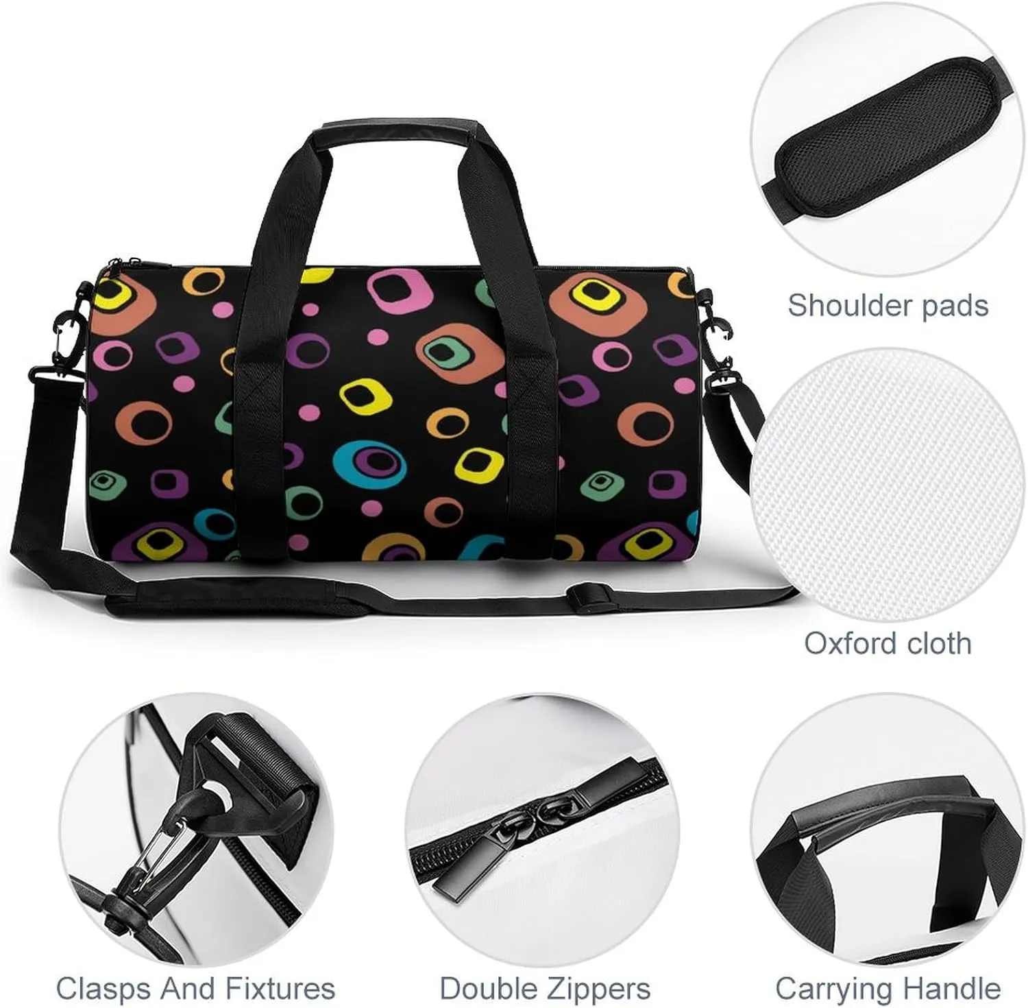 Gym Bag for Men Women Lightweight Sports Duffle Bag with Multiple Compartments Cylindrical Gym Bag for Fitness Travel And Outdoor Activities Ater Resistant Yoga Bag Training Bag Abstract