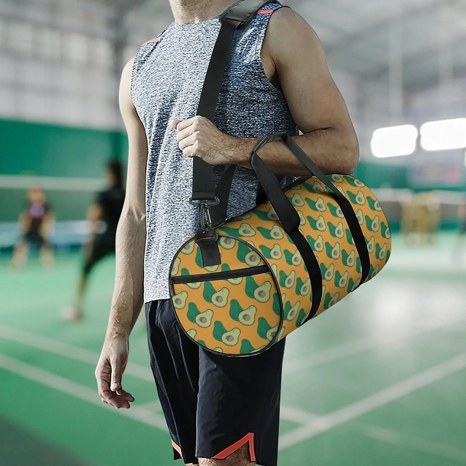 Gym Bag for Men Women Lightweight Sports Duffle Bag with Multiple Compartments Cylindrical Gym Bag for Fitness Travel And Outdoor Activities Ater Resistant Yoga Bag Training Bag Avocados