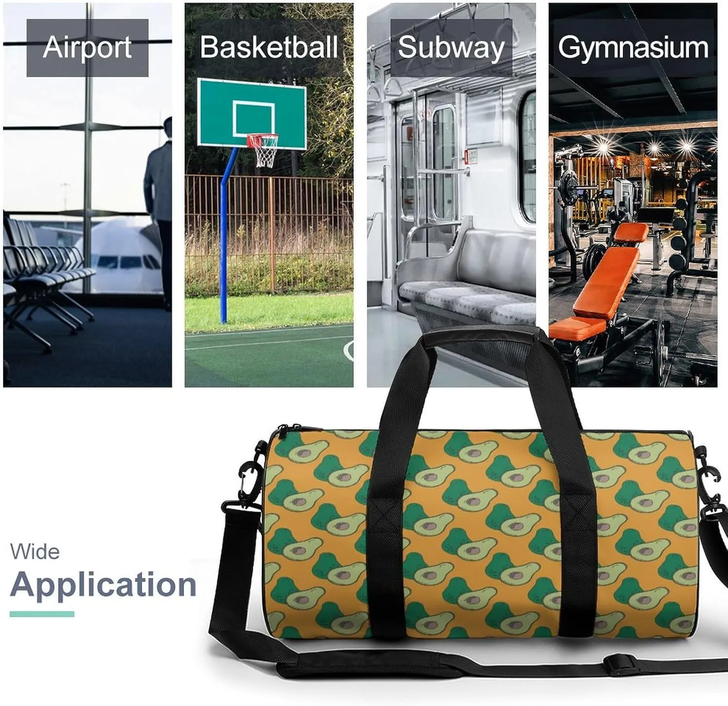 Gym Bag for Men Women Lightweight Sports Duffle Bag with Multiple Compartments Cylindrical Gym Bag for Fitness Travel And Outdoor Activities Ater Resistant Yoga Bag Training Bag Avocados