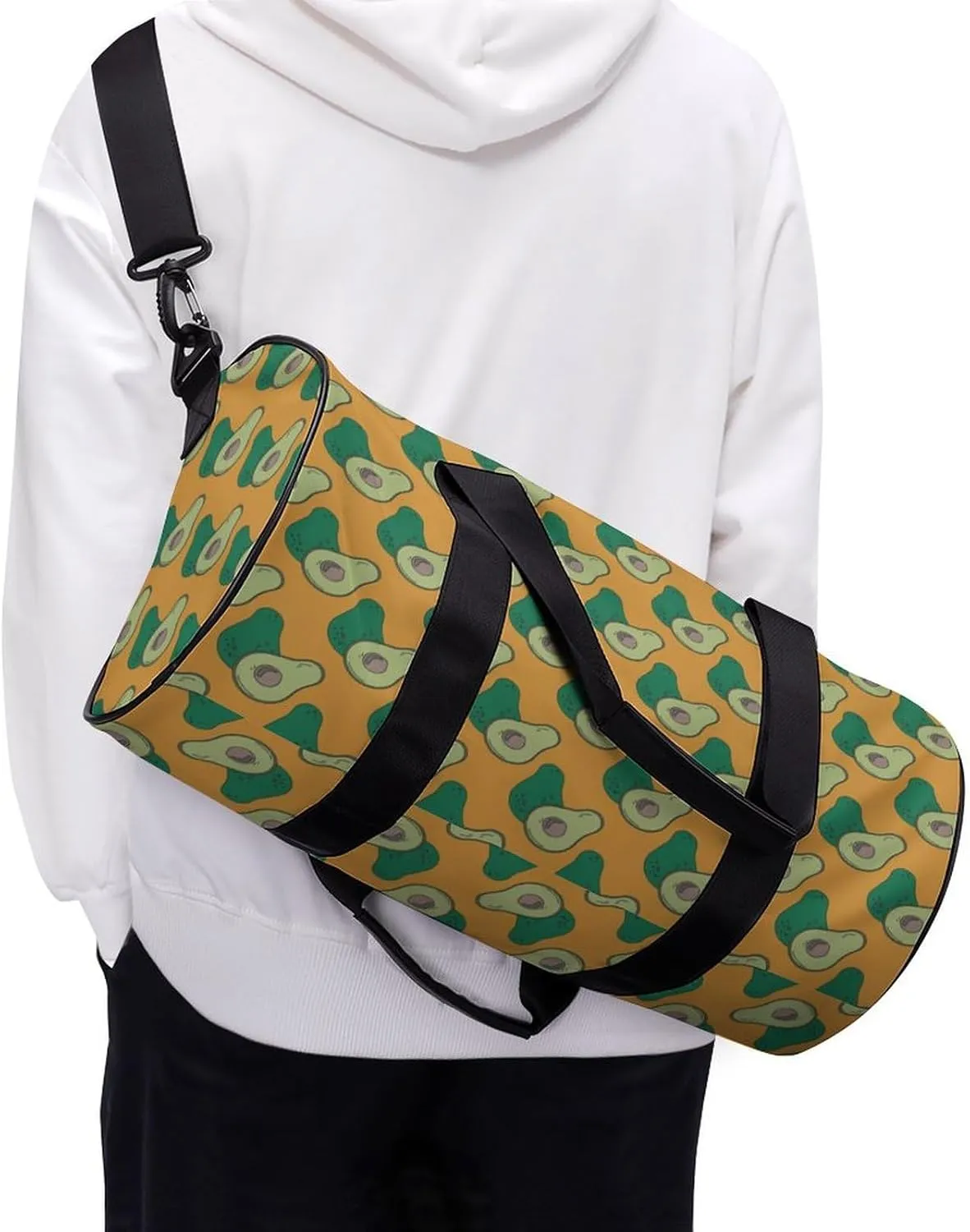 Gym Bag for Men Women Lightweight Sports Duffle Bag with Multiple Compartments Cylindrical Gym Bag for Fitness Travel And Outdoor Activities Ater Resistant Yoga Bag Training Bag Avocados
