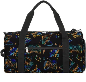 Gym Duffel Bag with Shoe Compartment Wet Pocket, Gamer Elements Travel Bag for Men Women