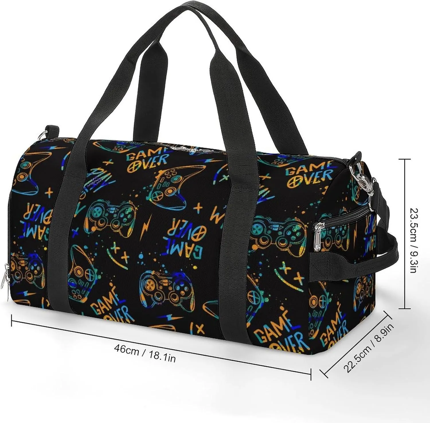 Gym Duffel Bag with Shoe Compartment Wet Pocket, Gamer Elements Travel Bag for Men Women