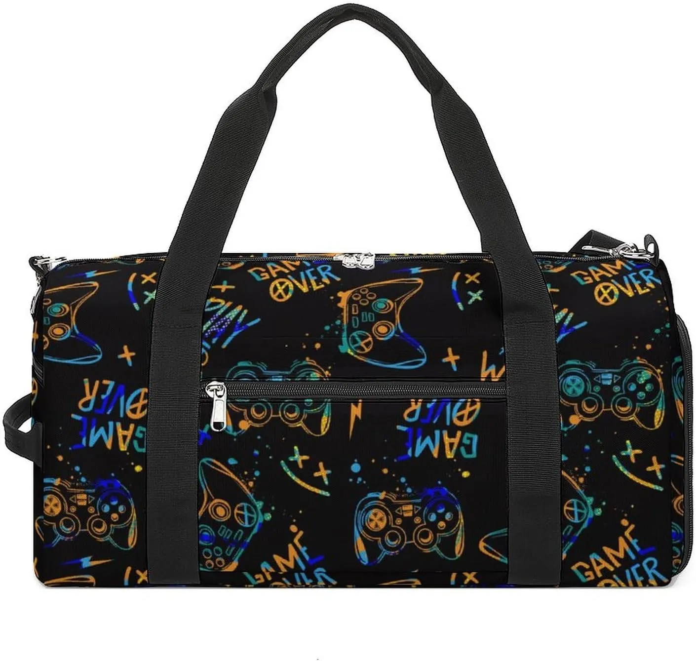 Gym Duffel Bag with Shoe Compartment Wet Pocket, Gamer Elements Travel Bag for Men Women