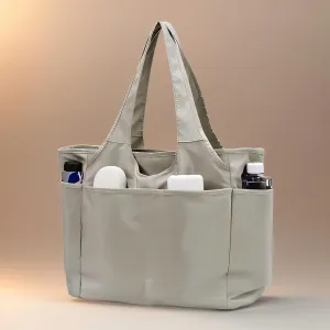 Gym Tote Bags for Women 35L, Travel Duffel Bag Compartments with Zipper, Shoulder Weekender Overnight Bag for 16in Laptop (Grey)