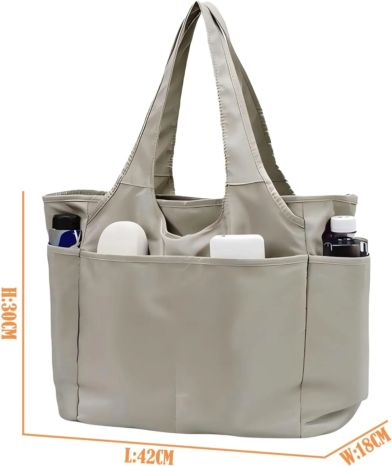 Gym Tote Bags for Women 35L, Travel Duffel Bag Compartments with Zipper, Shoulder Weekender Overnight Bag for 16in Laptop (Grey)