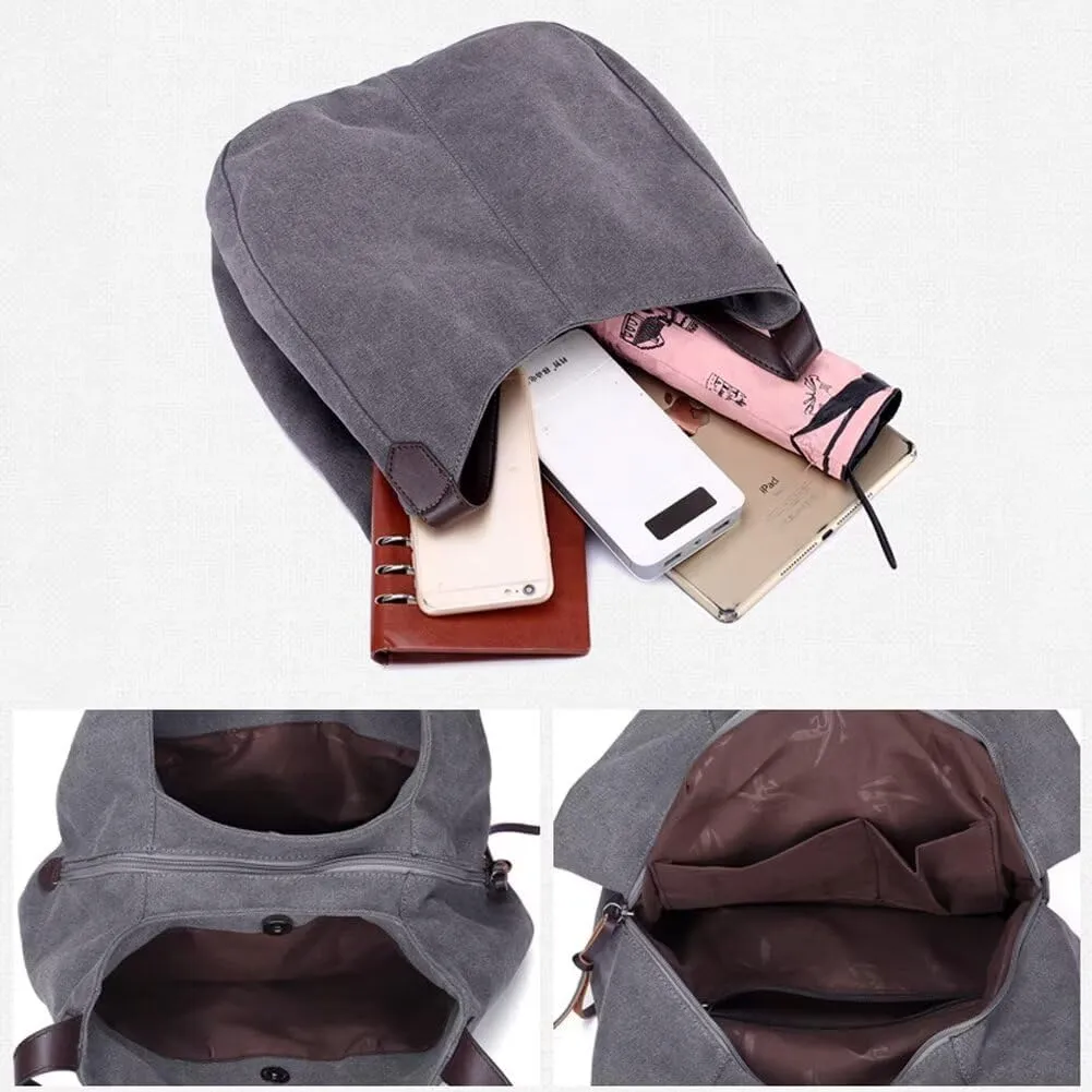 Handbag for Women Canvas Work Tote Bag Ladies Cloth Purse Casual Everyday Shoulder Bag Multi-Pocket Top Handle Handbag