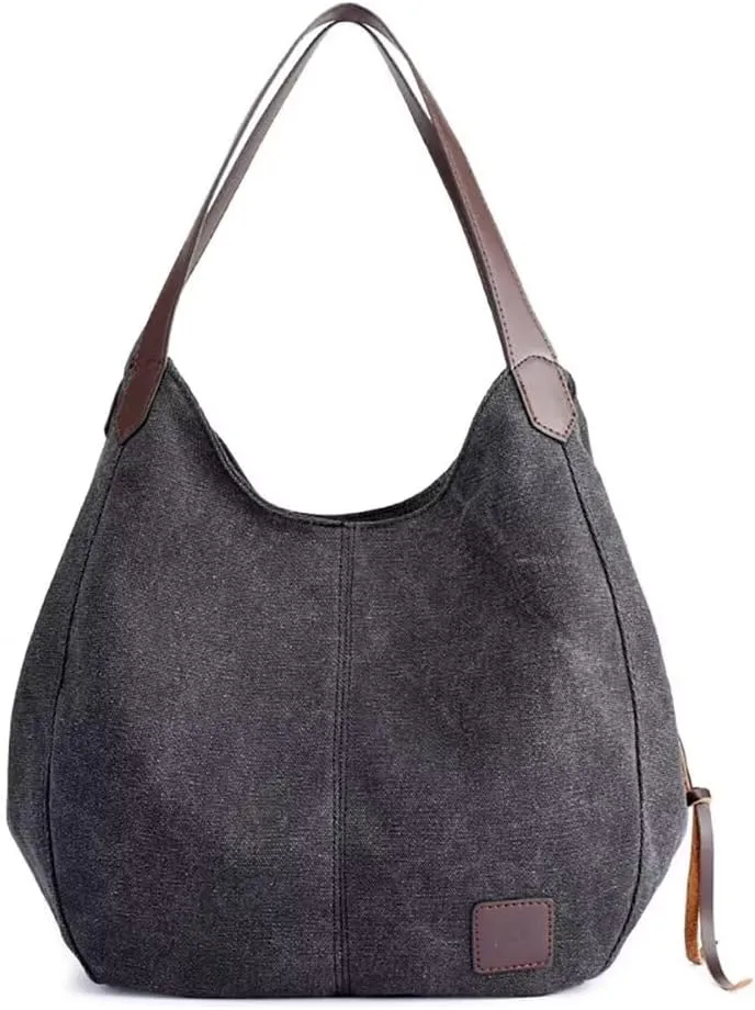 Handbag for Women Canvas Work Tote Bag Ladies Cloth Purse Casual Everyday Shoulder Bag Multi-Pocket Top Handle Handbag