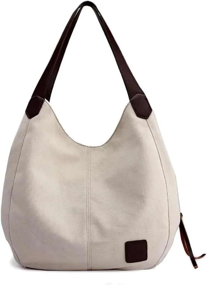 Handbag for Women Canvas Work Tote Bag Ladies Cloth Purse Casual Everyday Shoulder Bag Multi-Pocket Top Handle Handbag