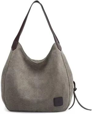 Handbag for Women Canvas Work Tote Bag Ladies Cloth Purse Casual Everyday Shoulder Bag Multi-Pocket Top Handle Handbag