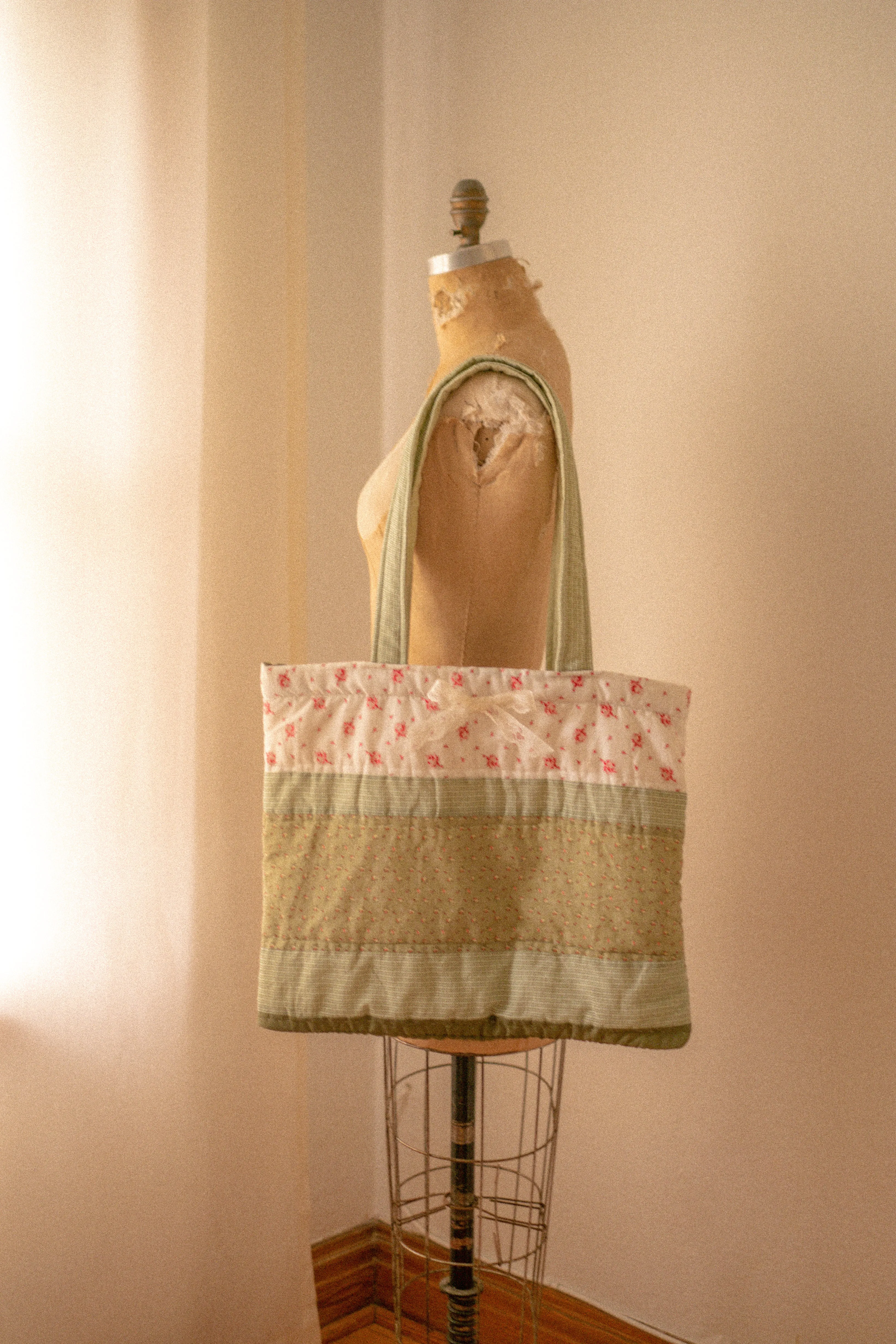 Handmade large quilted tote bag - Fall picnic🧺