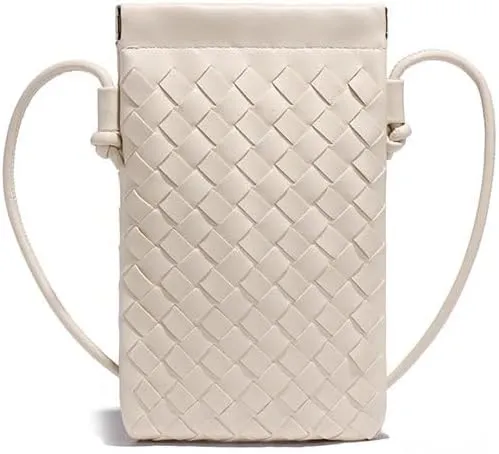 Handwoven PU Leather Phone Crossbody Bag - Stylish and Compact
