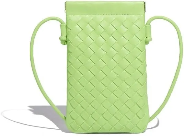 Handwoven PU Leather Phone Crossbody Bag - Stylish and Compact