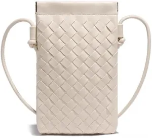 Handwoven PU Leather Phone Crossbody Bag - Stylish and Compact