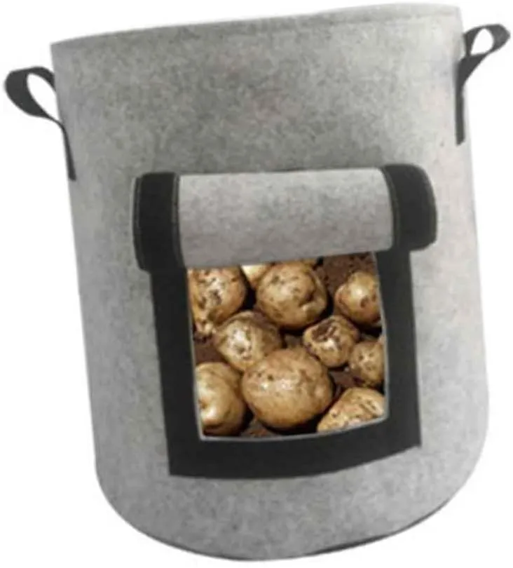 Happyyami Large Size 38l Sweet Potato Planting Bag Nonwoven Felt Growing Bag Air Permeability for Healthy Planting (Grey)