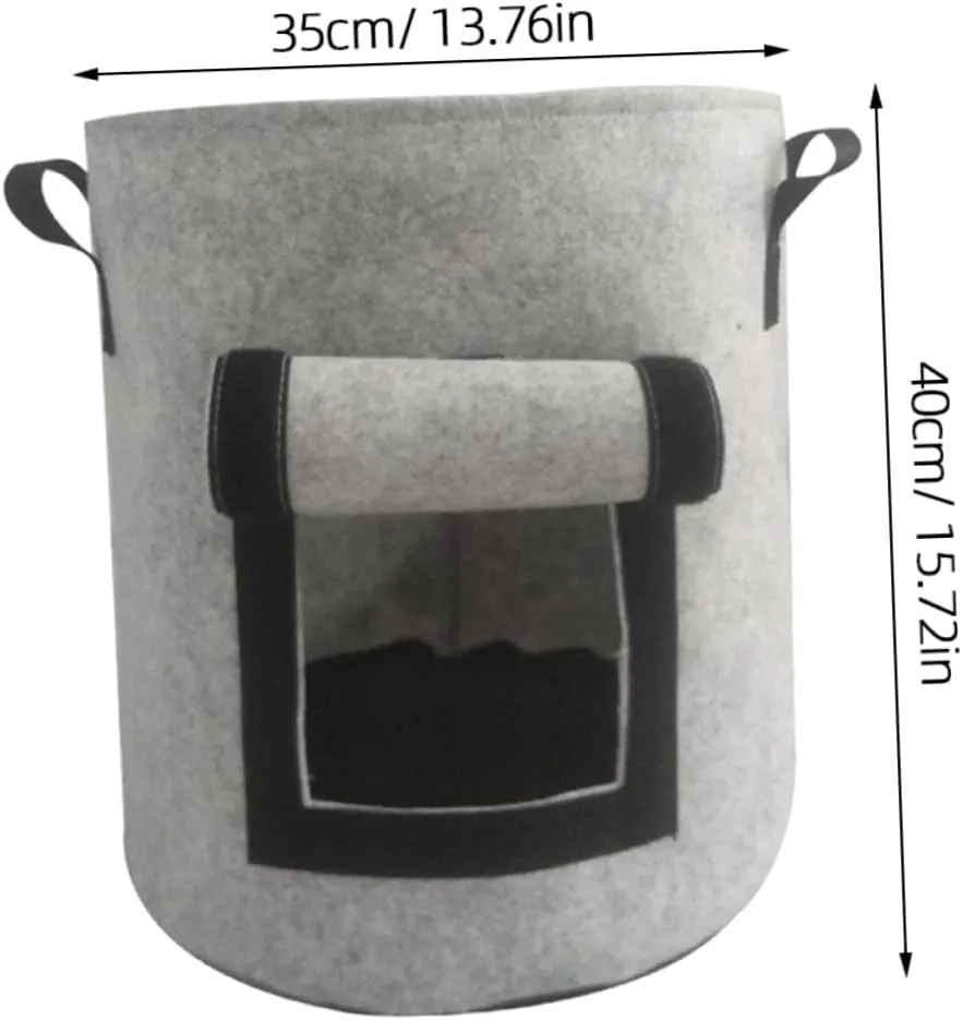 Happyyami Large Size 38l Sweet Potato Planting Bag Nonwoven Felt Growing Bag Air Permeability for Healthy Planting (Grey)