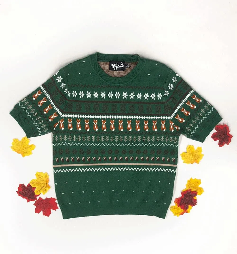 Hell Bunny Vixey Fox Print Vintage Retro Style Jumper Sweater XS-6XL