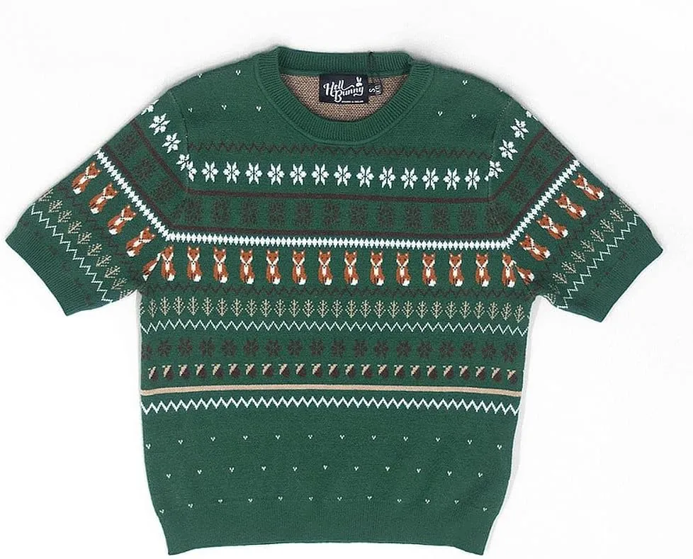 Hell Bunny Vixey Fox Print Vintage Retro Style Jumper Sweater XS-6XL