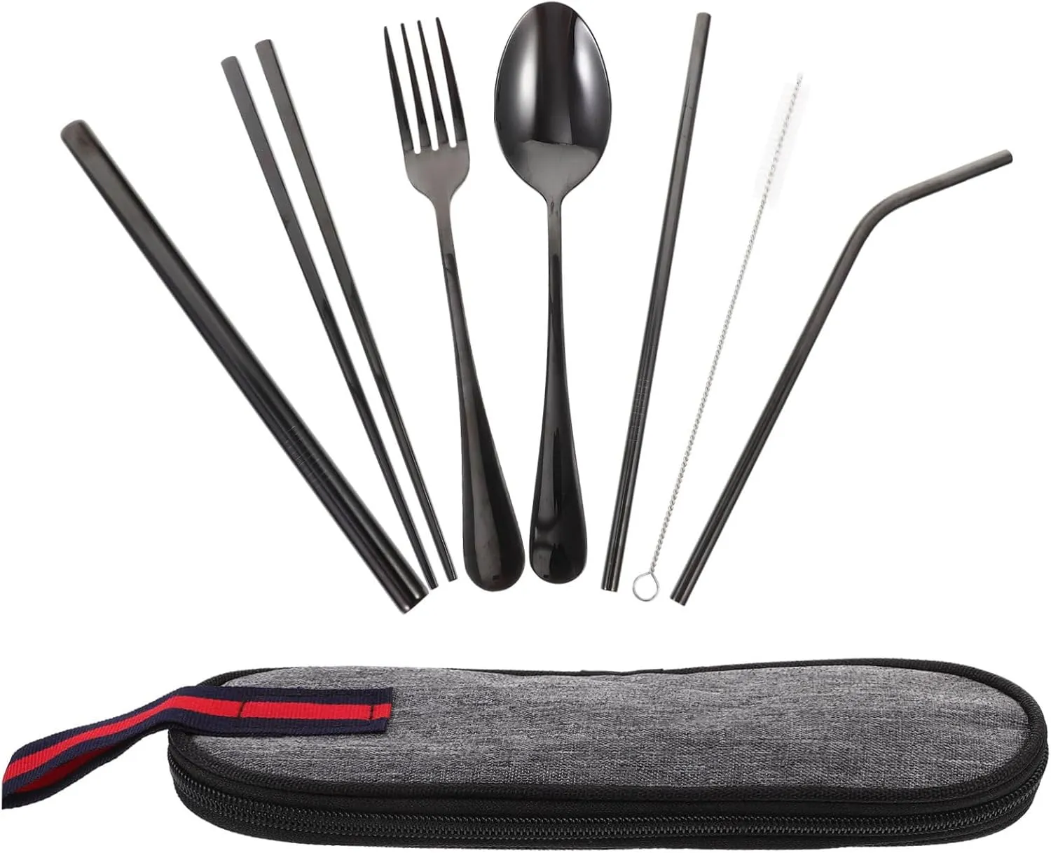 HEMOTON 1 Set Set Travel Tableware Set Portable Dinnerware Kit with Bag Cleaning Brush and Straw for Outdoor Use Camping and Home Dining