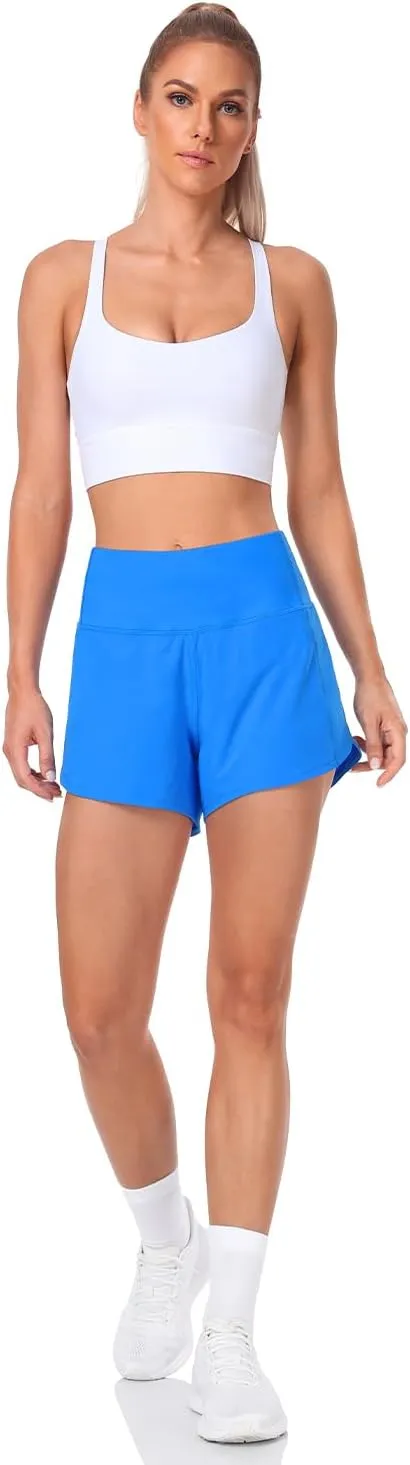 HeyNuts Focus Running Shorts for Women, High Waisted Athletic Shorts Lined Workout Shorts with Zipper Pocket 4"