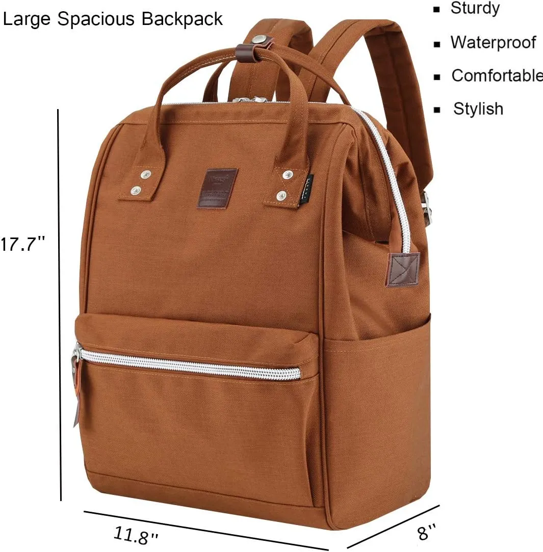himawari Large Travel Backpack with Laptop Compartment 17 Inch Roomy Work Doctor Bag for Women&Men（1882-Mocha）-Not include USB Port