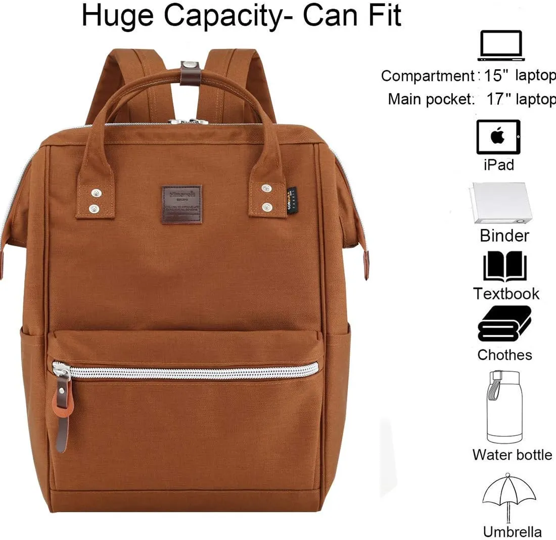 himawari Large Travel Backpack with Laptop Compartment 17 Inch Roomy Work Doctor Bag for Women&Men（1882-Mocha）-Not include USB Port