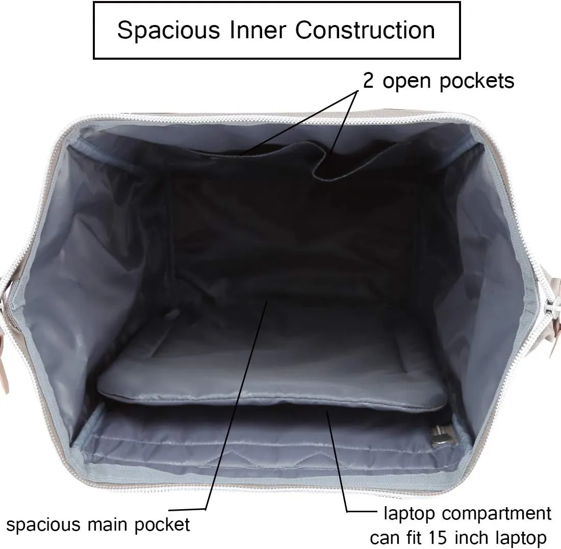 himawari Large Travel Backpack with Laptop Compartment 17 Inch Roomy Work Doctor Bag for Women&Men（1882-Mocha）-Not include USB Port