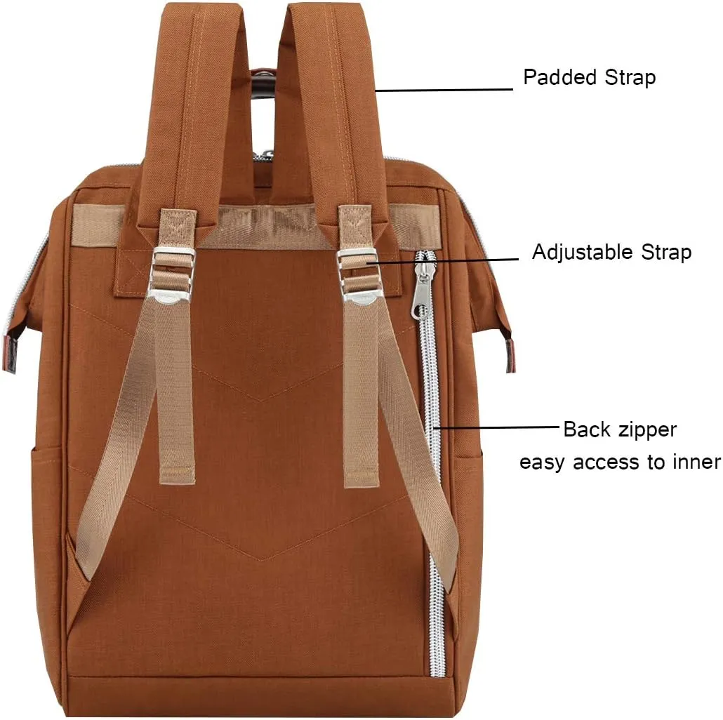 himawari Large Travel Backpack with Laptop Compartment 17 Inch Roomy Work Doctor Bag for Women&Men（1882-Mocha）-Not include USB Port