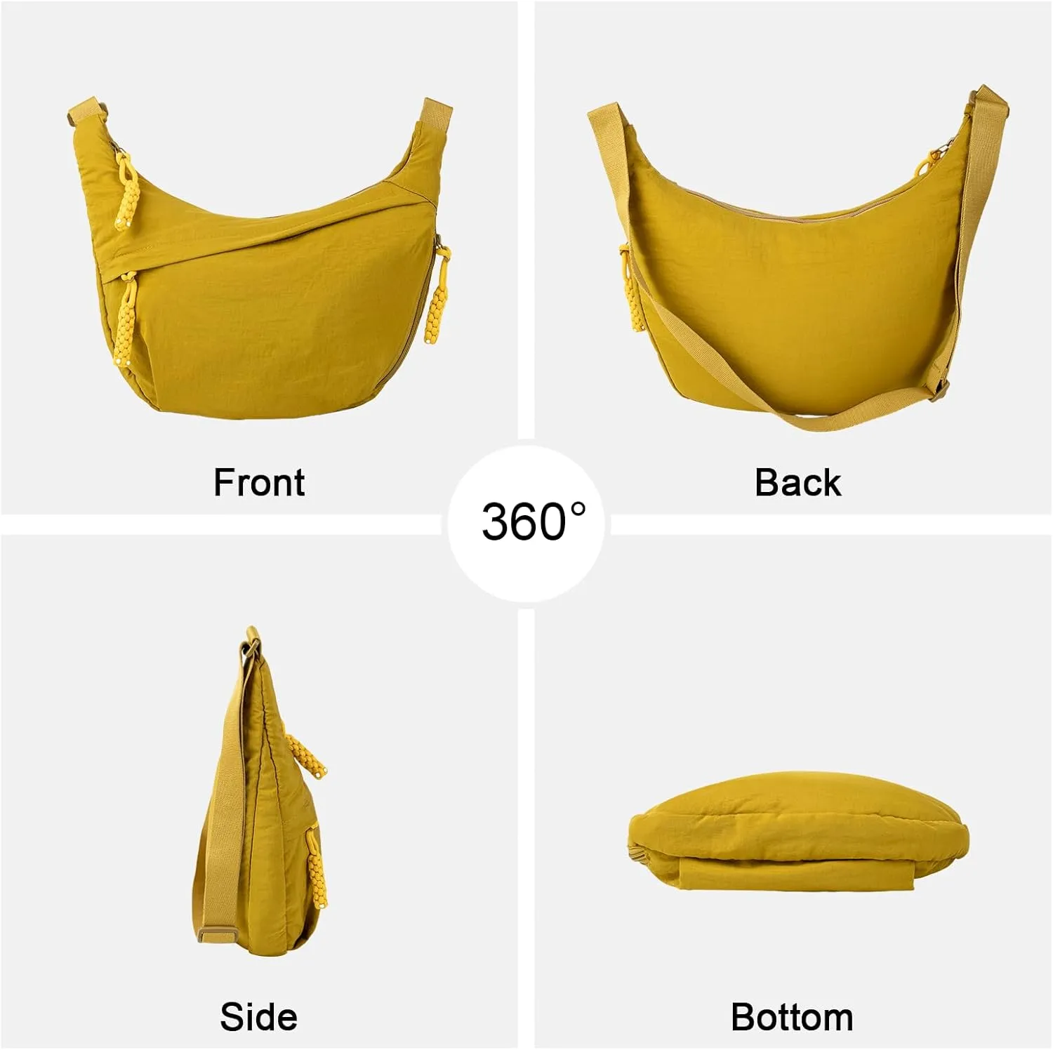 Hobo Bag for Women Men Crescent Crossbody Bag Small Shoulder Nylon Dumpling Bag with Adjustable Strap
