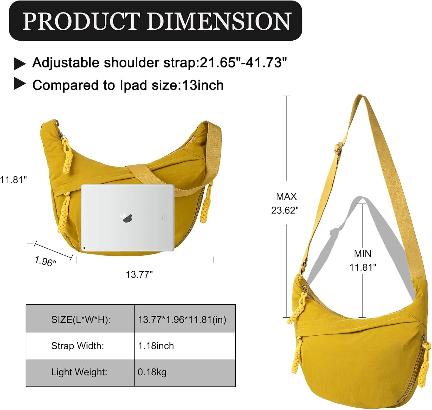 Hobo Bag for Women Men Crescent Crossbody Bag Small Shoulder Nylon Dumpling Bag with Adjustable Strap
