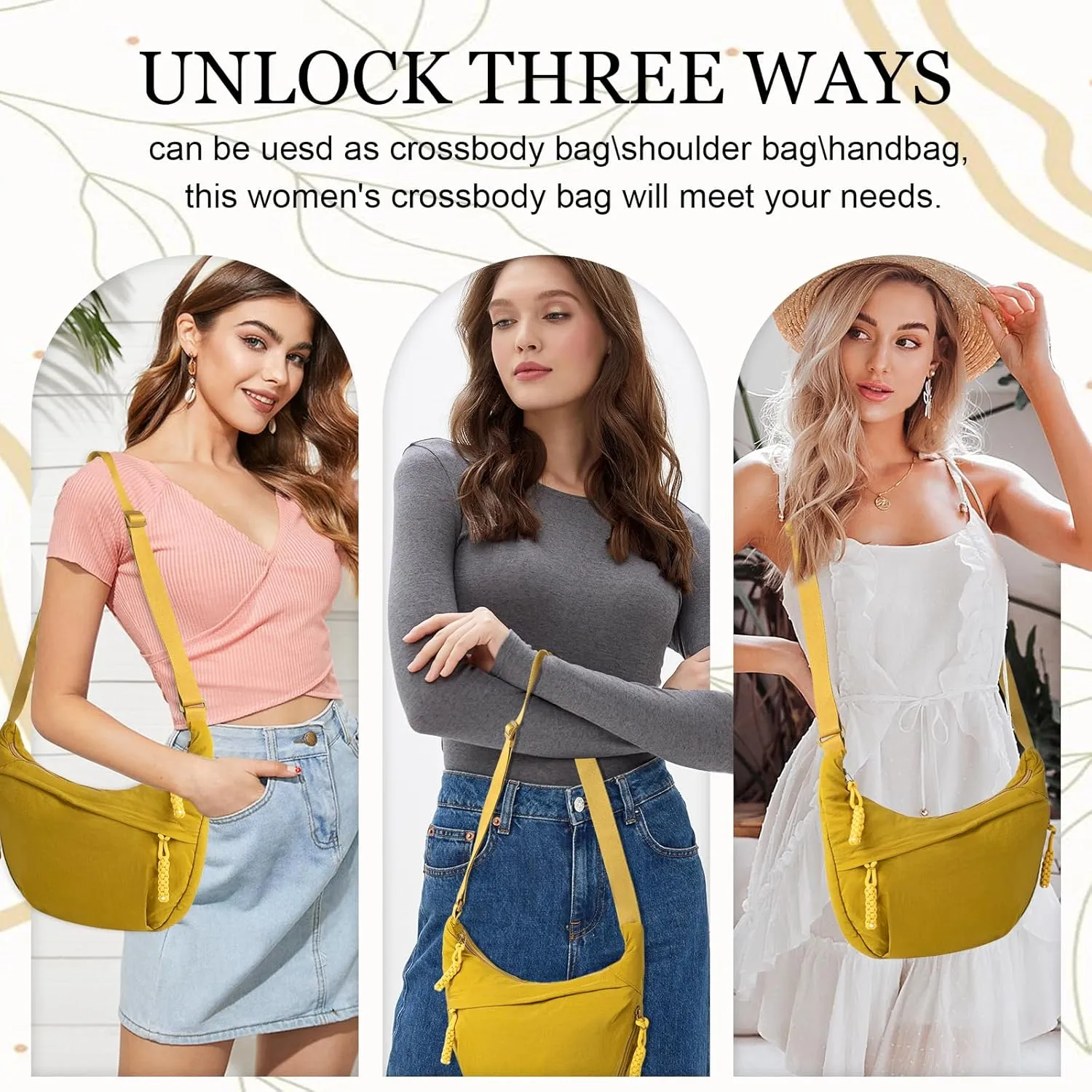 Hobo Bag for Women Men Crescent Crossbody Bag Small Shoulder Nylon Dumpling Bag with Adjustable Strap