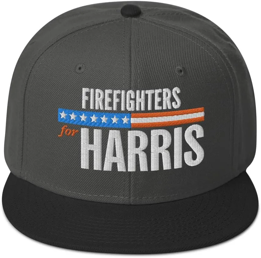 Hogue WS LLC Firefighters for Harris Hat (Embroidered Wool Blend Snapback Cap) Fire Fighters for Kamala Harris Hat