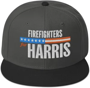 Hogue WS LLC Firefighters for Harris Hat (Embroidered Wool Blend Snapback Cap) Fire Fighters for Kamala Harris Hat