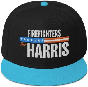 Hogue WS LLC Firefighters for Harris Hat (Embroidered Wool Blend Snapback Cap) Fire Fighters for Kamala Harris Hat