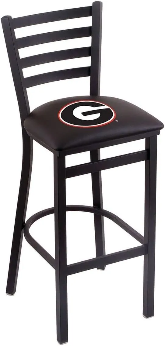 Holland Bar Stool Co. L004-25" Black Wrinkle Georgia G Stationary Counter Stool with Ladder Style Back by The