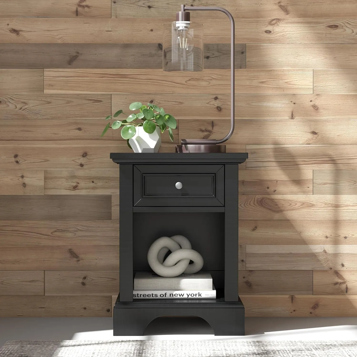 Homestyles Bedford Black Nightstand