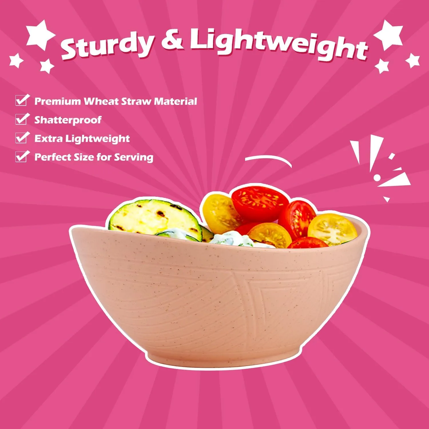 Homienly Wheat Straw Bowl Set, Reusable Alternative to Plastic Bowls for Kitchen, Camping, 26 OZ Cereal Bowl Set of 6, Microwave and Dishwasher Safe Bowl, Lightweight Oval Bowls - Flower Series