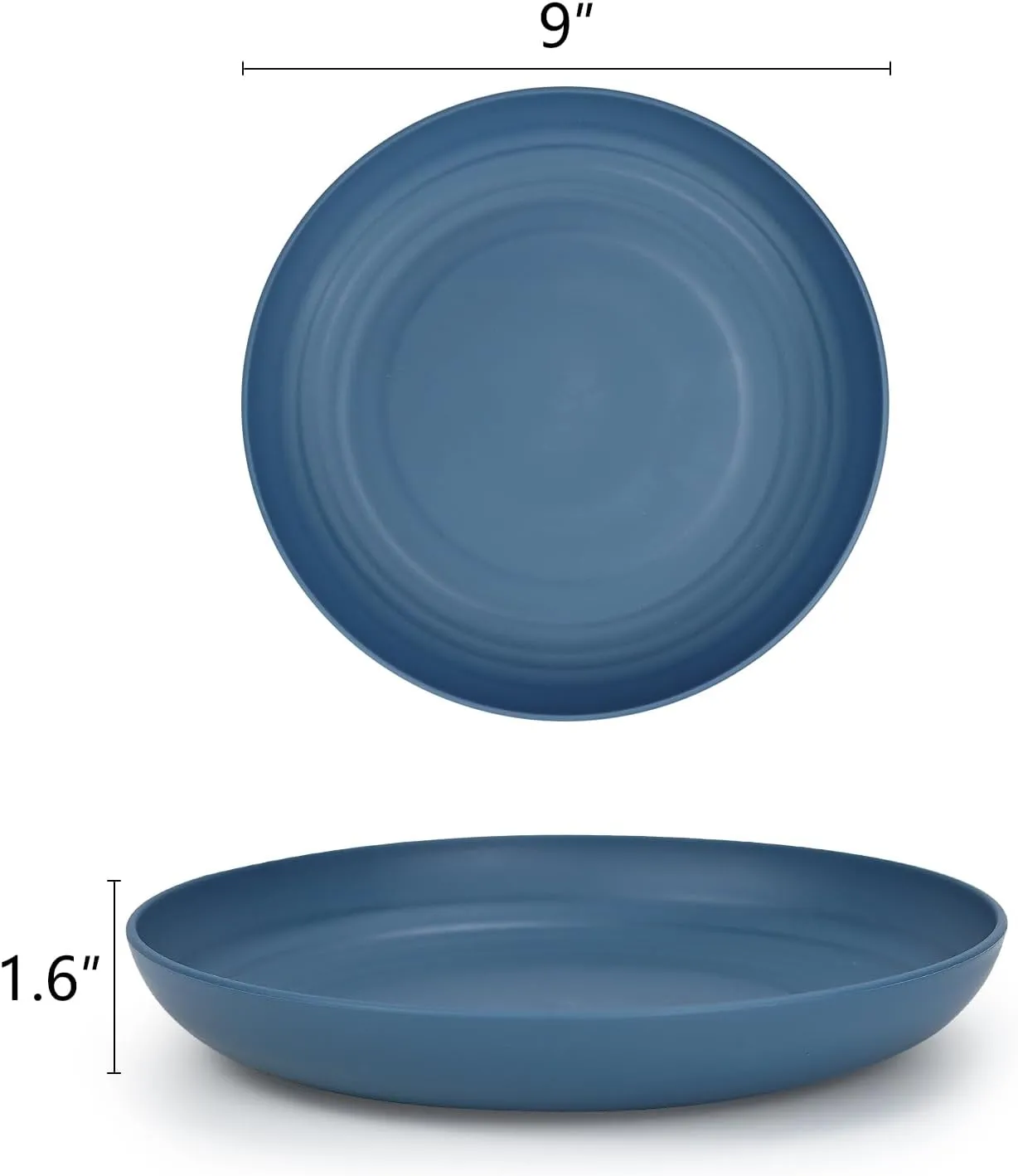 Homienly Wheat Straw Dinner Plates - Set of 8 Unbreakable Dishwasher and Microwave Safe Kids Plates (Blue) - 9 inch