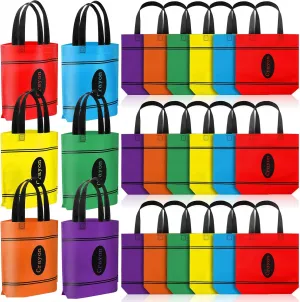 Hosuly 24 Pcs Crayon Tote Bags End of Year Gift Bags Bulk Back to School Goodies Decor for Graduation Party Supplies
