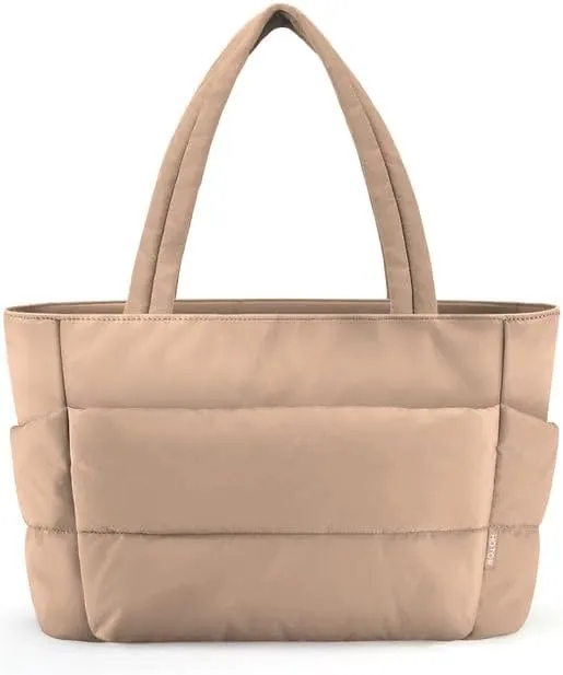 HOTOR Puffer Tote Bag for Women, Nurses - Multi-Pocket Lightweight Bag for Work - Quilted Handbag for Travel and Gym