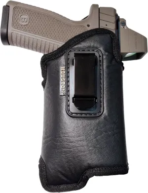 Houston Gun Holster - IWB - Concealed Eco-Leather Gun Holster with Metal Clip/Adjustable with Light OR Laser